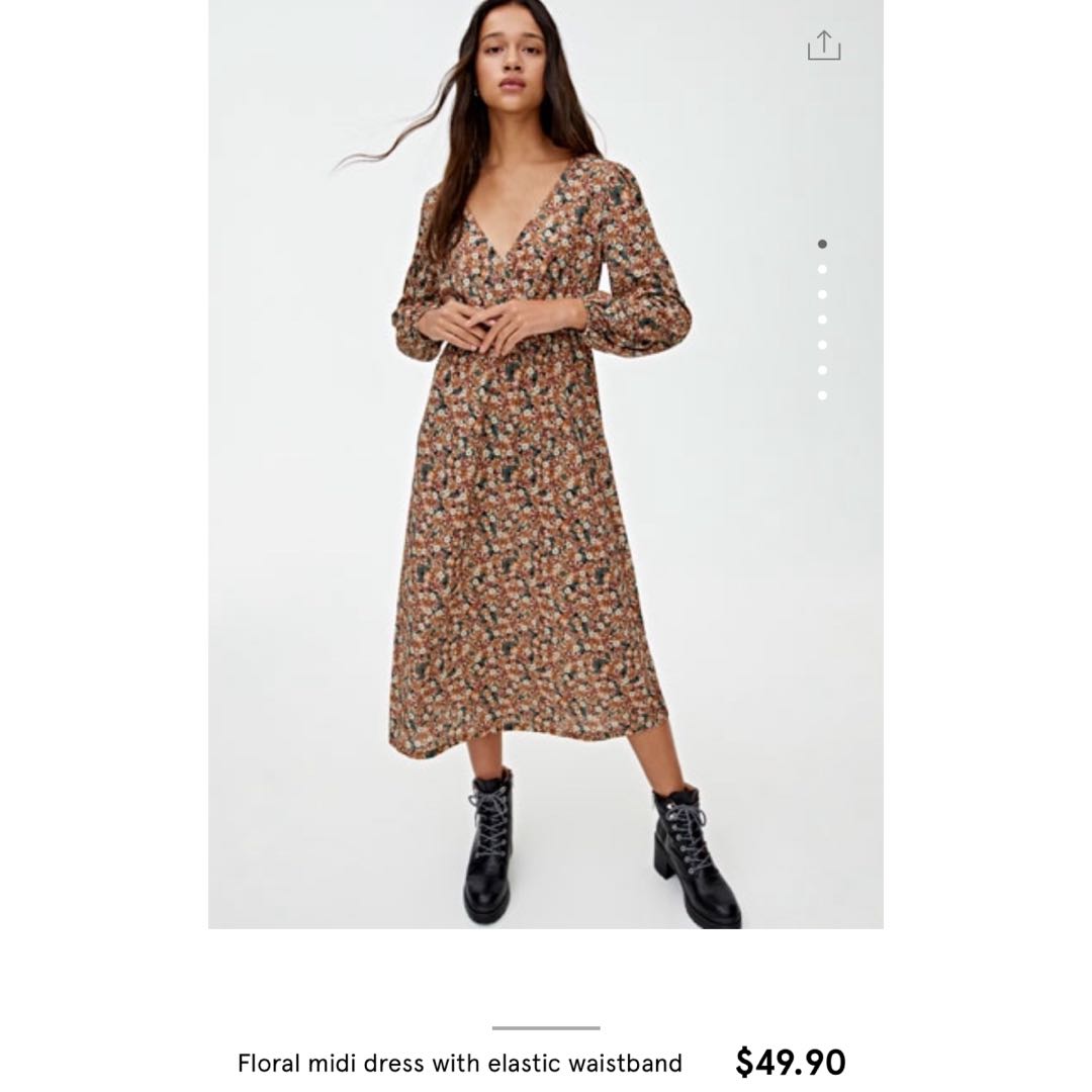 Pull Bear Floral Midi Dress