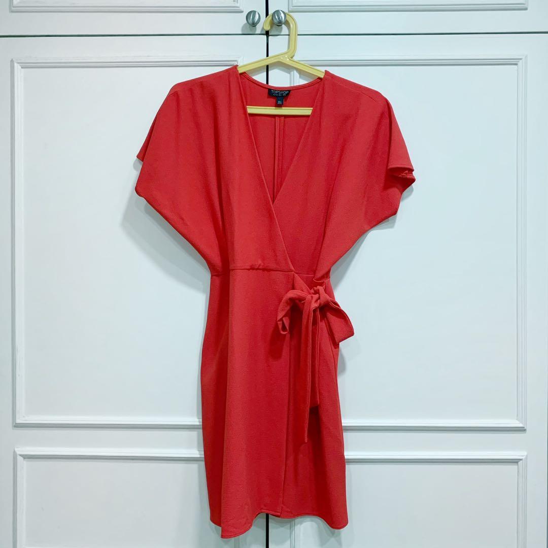 Topshop Coral Wrap Dress (Category: Dresses) located in Manila. Submitted by klccheng (Listing ID 268365875, Image 1). Description: Great condition!.