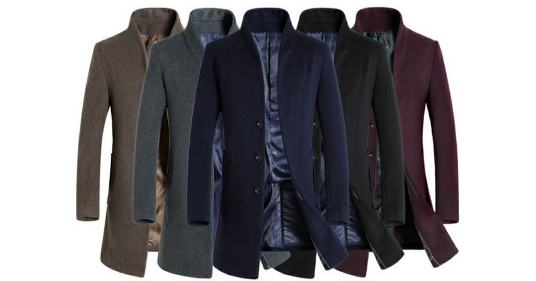 Mens high collar trench coat top