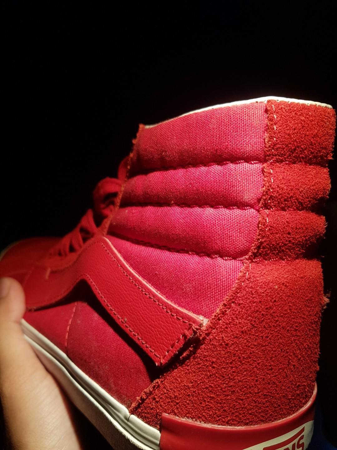 All red vans new arrivals sk8 hi
