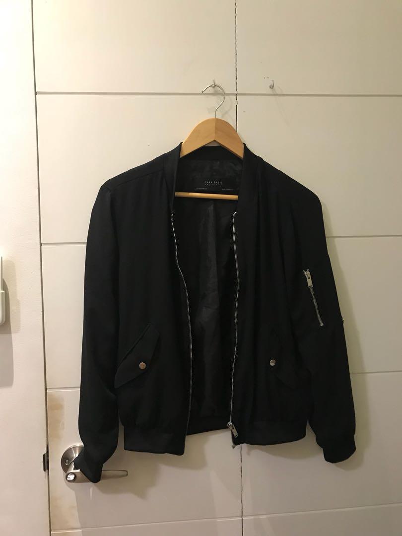Zara Black Bomber Jacket, Women's Fashion, Coats, Jackets and Outerwear
