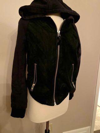 Mackage leather hoodie jacket