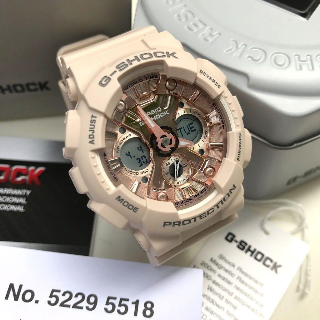 Medium Size Casio Gshock Ladies Watch Nude Pink With Free Delivery G Shock Women S Fashion Watches On Carousell