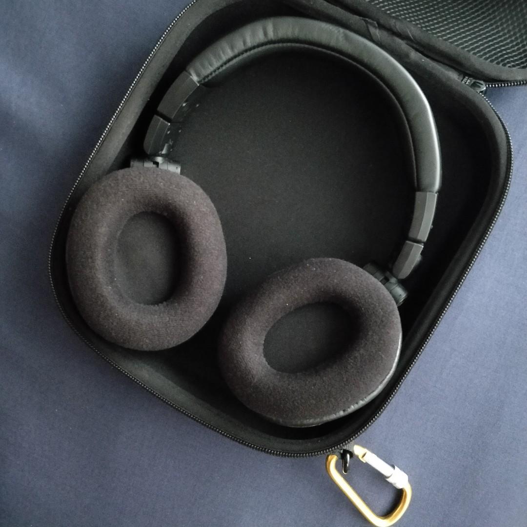Audio Technica ATH M50x with dbrand skin brand new Velour earpads carrying case and headphone stand