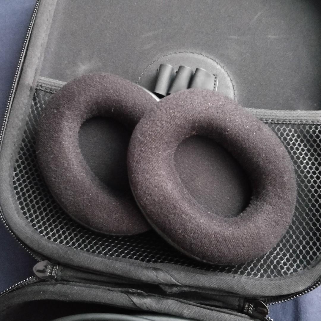 Audio Technica ATH M50x with dbrand skin brand new Velour earpads carrying case and headphone stand