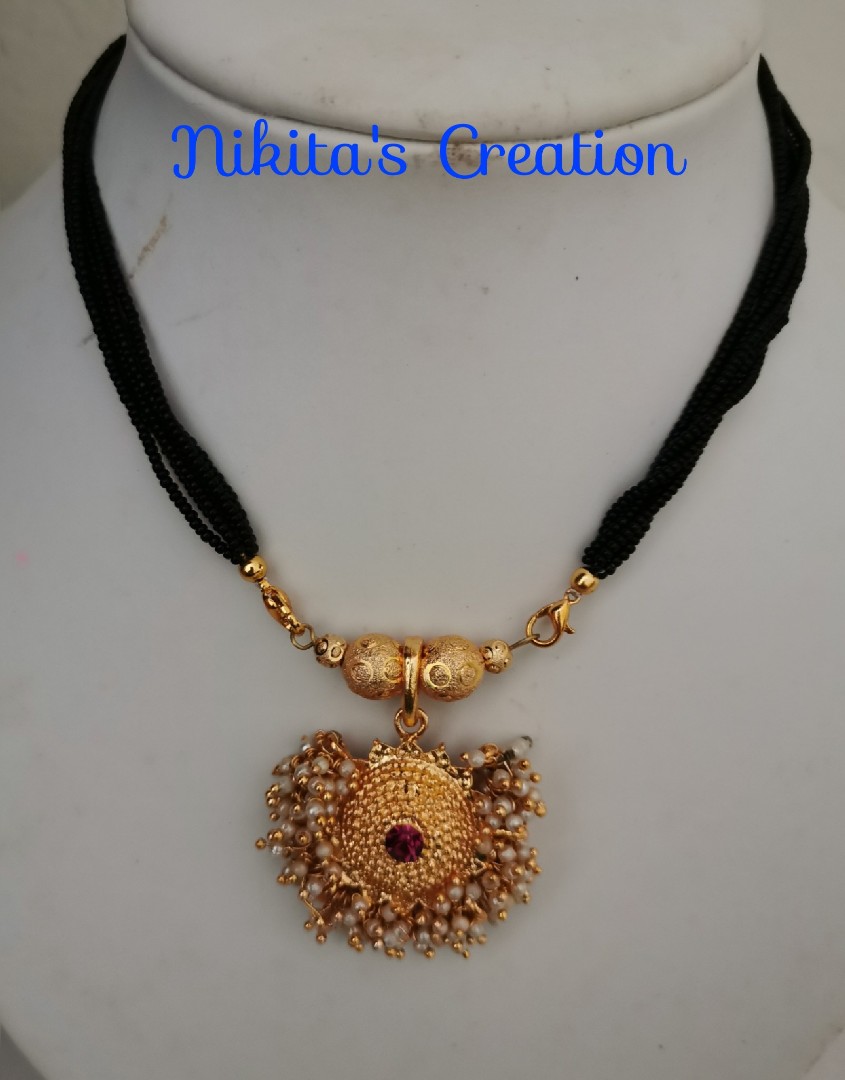 Black beads necklace with loreal pearl pendant Women s Fashion Jewelry Organisers Necklaces on Carousell