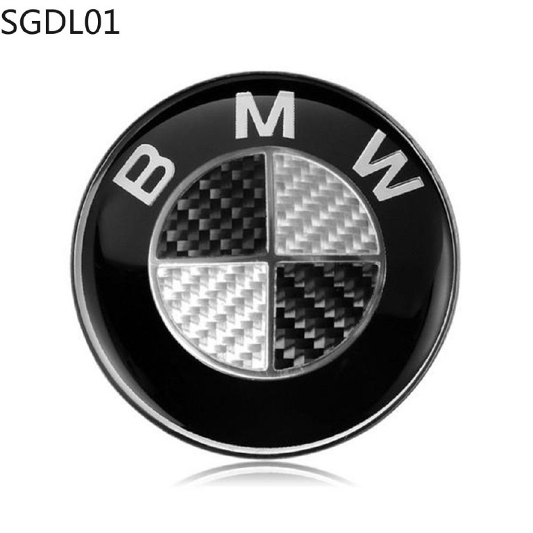 BMW Carbon Design Black White 82mm Logo Emblem Front Rear Car Metal ...