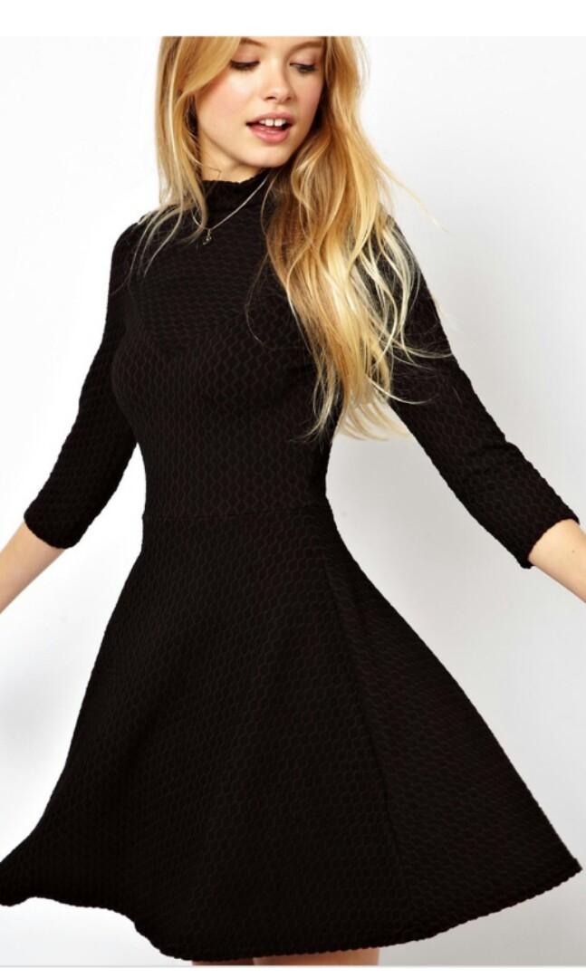 Cotton On Black Turtleneck Skater Dress Women s Fashion Tops