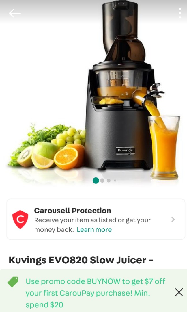 KUVINGS EV0820 slow juicer, TV & Home Appliances, Kitchen Appliances