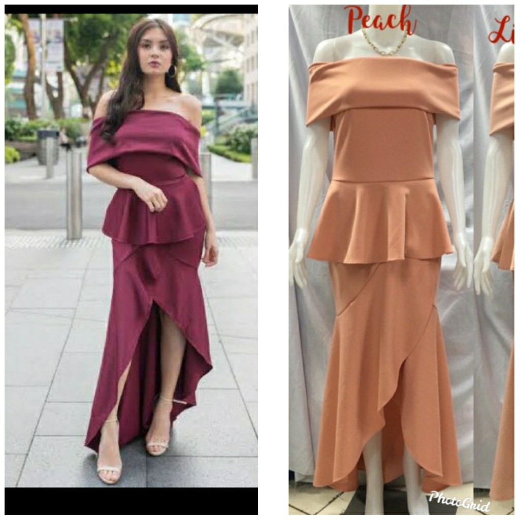 Peach-Colored Printed Fashion Gown main image 1