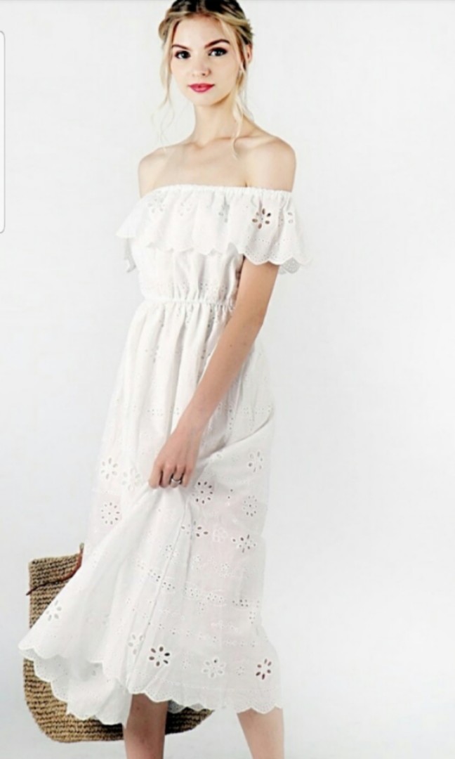 Lovet Boho Eyelet Maxi Dress, Women's 