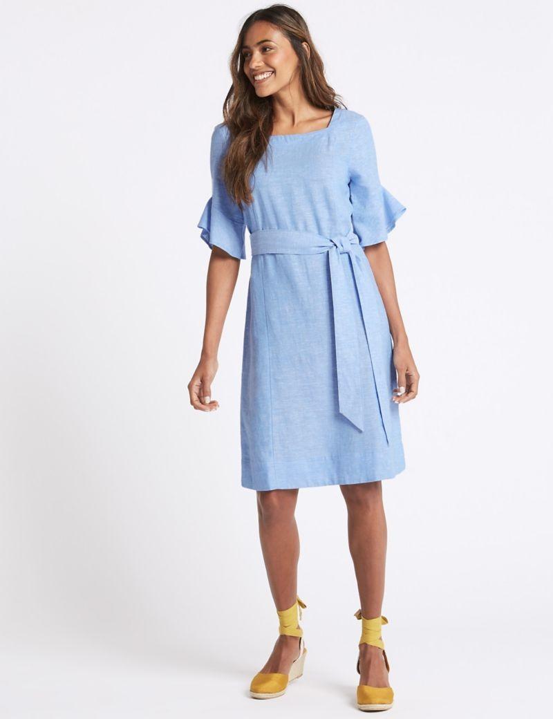 Marks and spencer best sale white linen dress