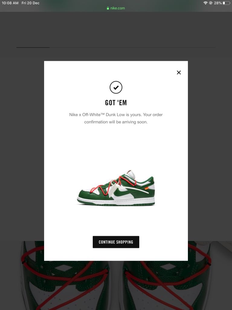 off white dunk got em