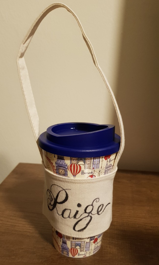 Personalised handpainted canvas cup holder (Available), Hobbies & Toys