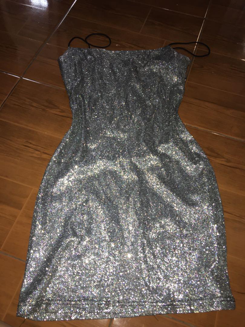 Silver Glitter Dress, Women's Fashion, Dresses & Sets, Dresses on Carousell