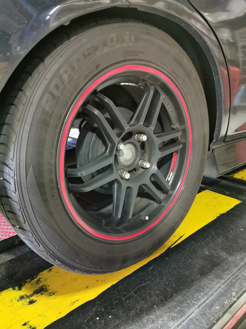 Taiwan Sport Rim and Tyres 15", Car Accessories, Tyres & Rims on Carousell