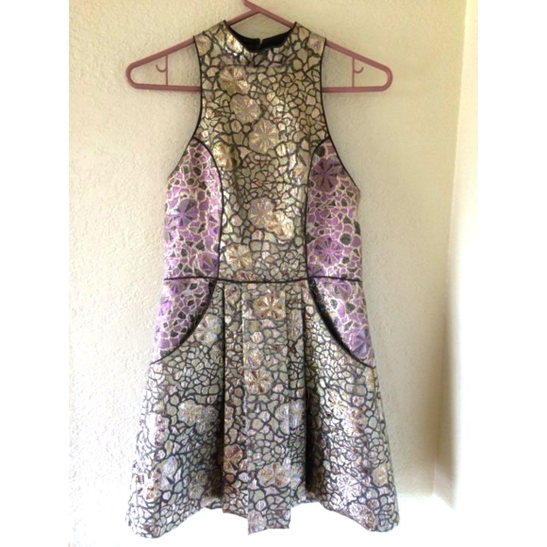 Urban Outfitters Cooperative Metallic Foil Dress Size Us 6 Uk10