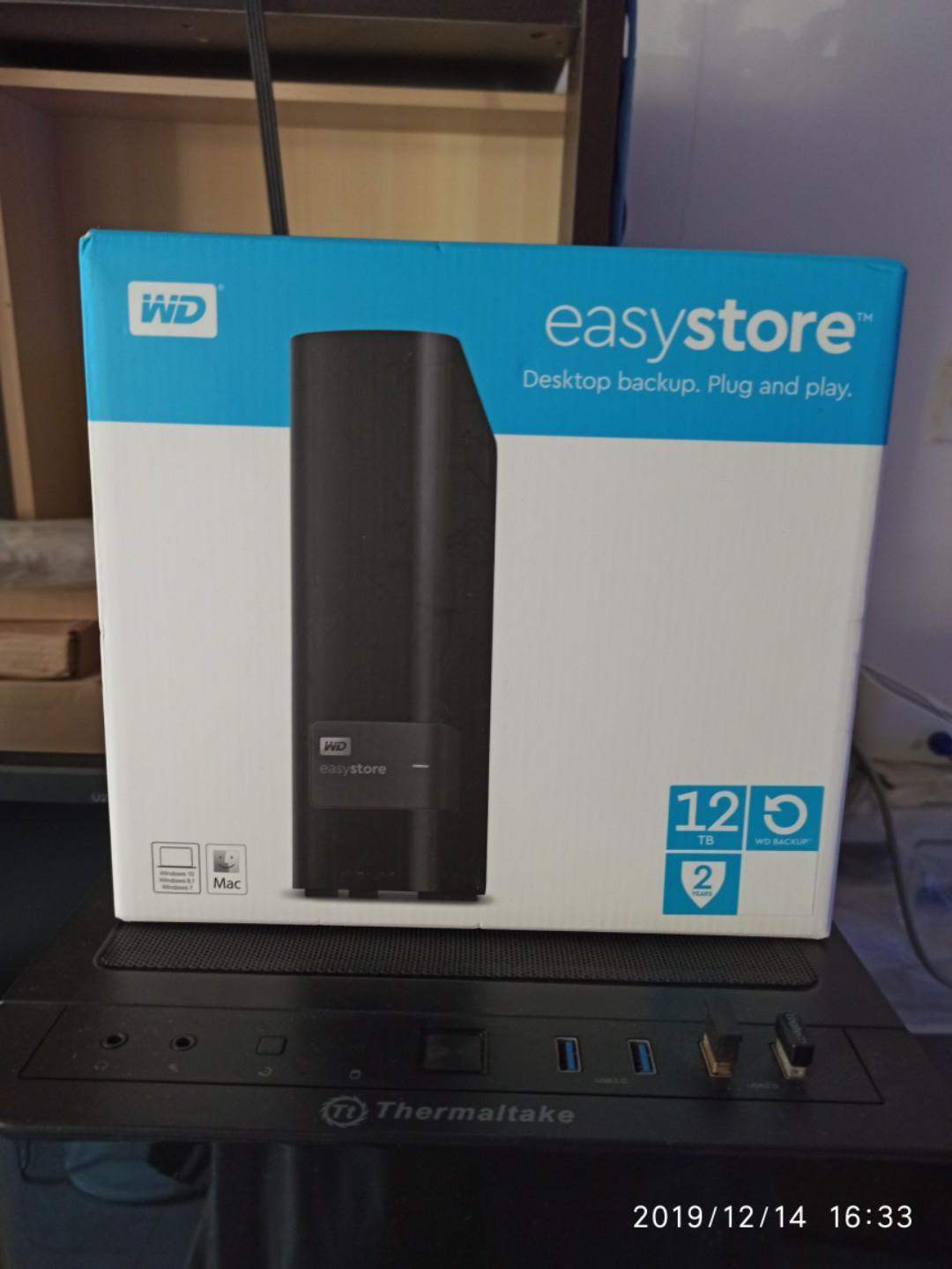 WD Easystore 外付けUSB 3.0 12TB ハードドライブ - ブラック並行輸入