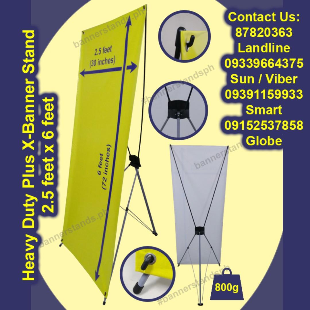 X Banner Stand 2.5 ft x 6 ft Heavy Duty Plus Tarpaulin Standee Tripod
