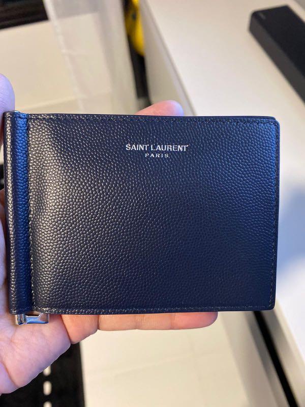 Saint Laurent Paris Bill clip wallet in grain de poudre embossed leather, Saint  Laurent