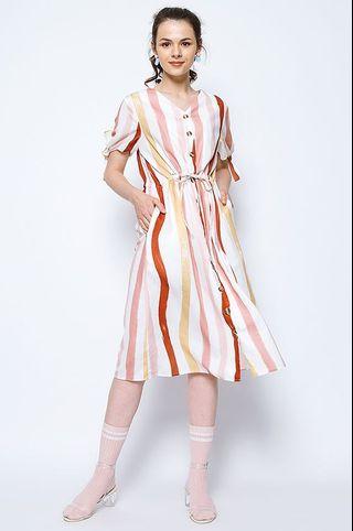 Peach Printed Shirt Dress