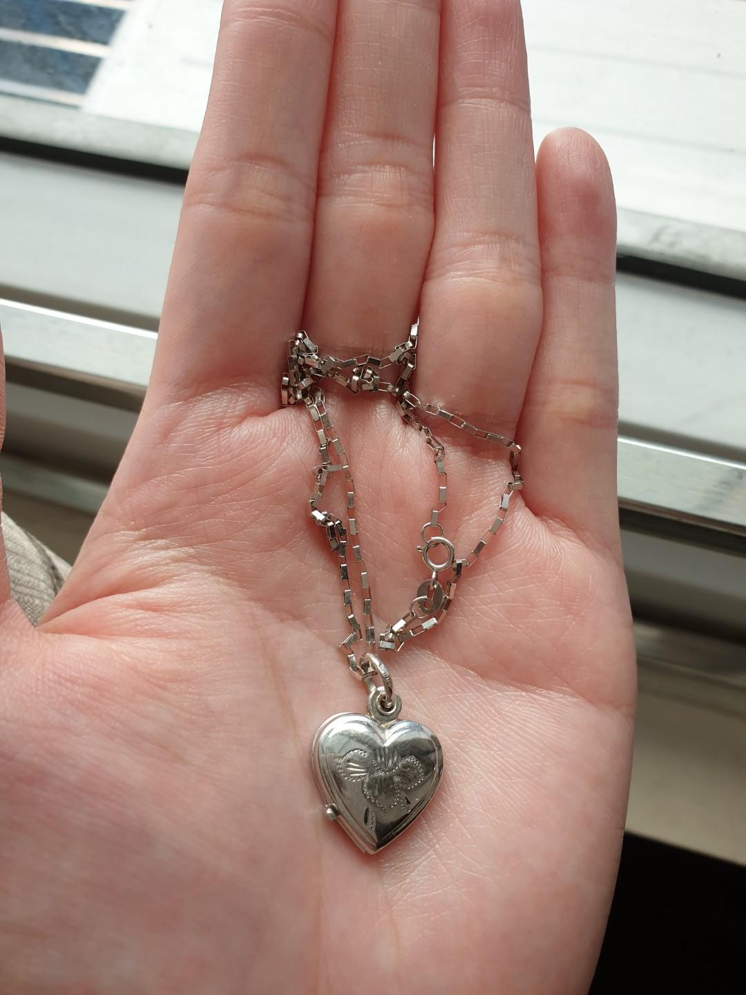 585 White Gold Heart Locket, Women's 