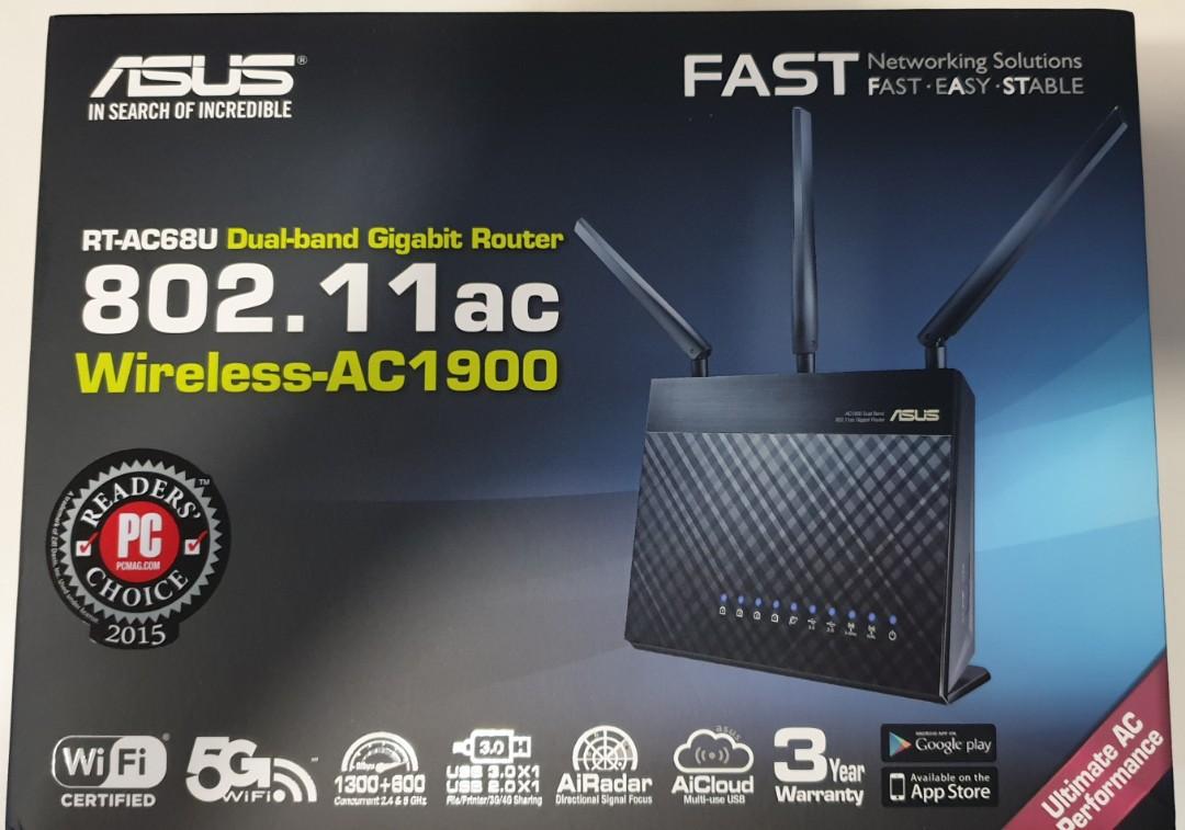 Asus RT-AC68U Router (AC 1900), Computers & Tech, Parts & Accessories ...