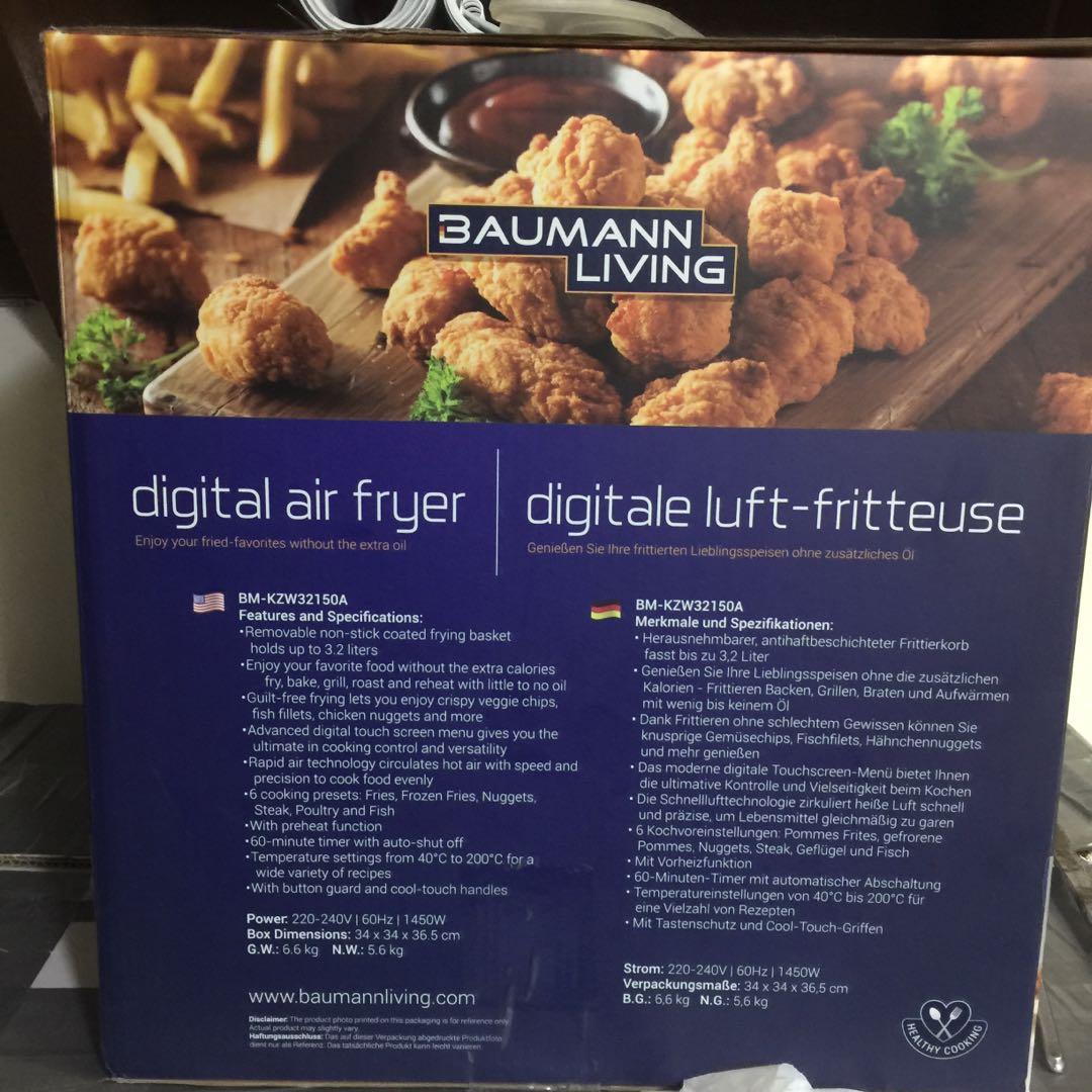 Baumann Digital Air Fryer, TV & Home Appliances, Kitchen Appliances