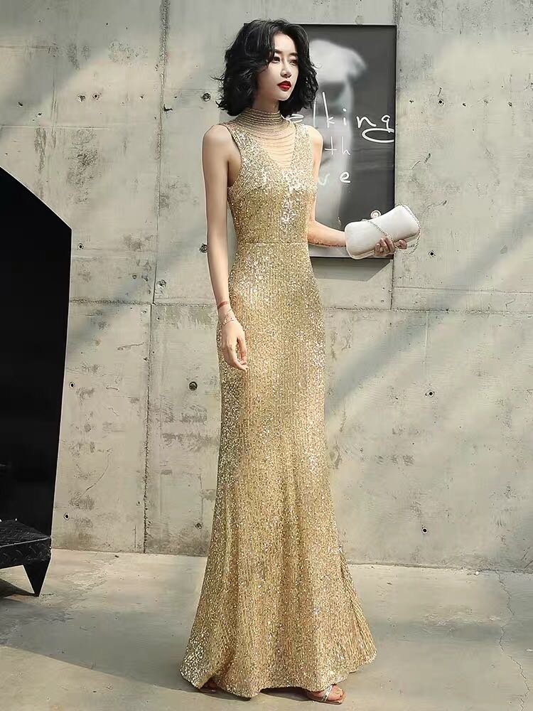 Champagne gold formal dress hot sale