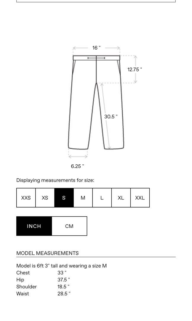 Fog essentials sweatpants sizing chart sale