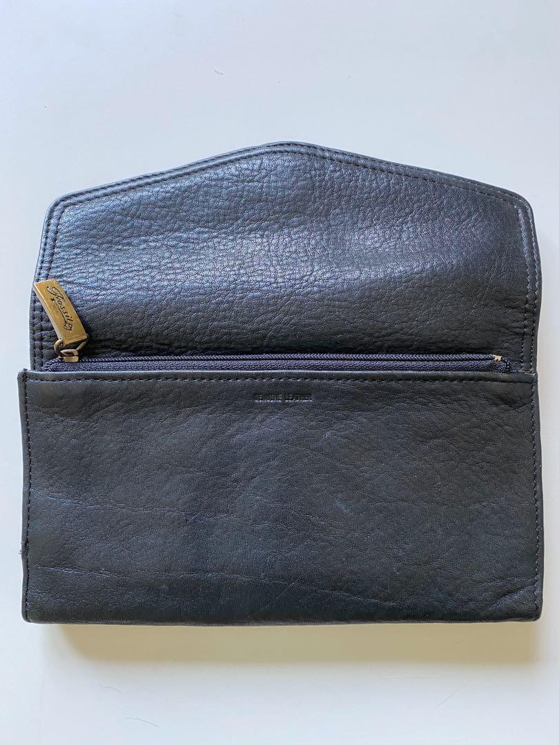 black leather clutch wallet