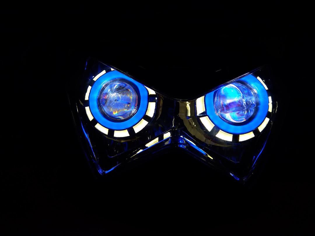 HOBIBA Motorrad-LED-Scheinwerfer-Baugruppe kompatibel for Kawasaki Z1000  ZRT00B Z750 ZR750L Angel Eye Demon Eyes 07–08 2009 Leuchtturm (Color : Blue  devil eye) : : Auto & Motorrad