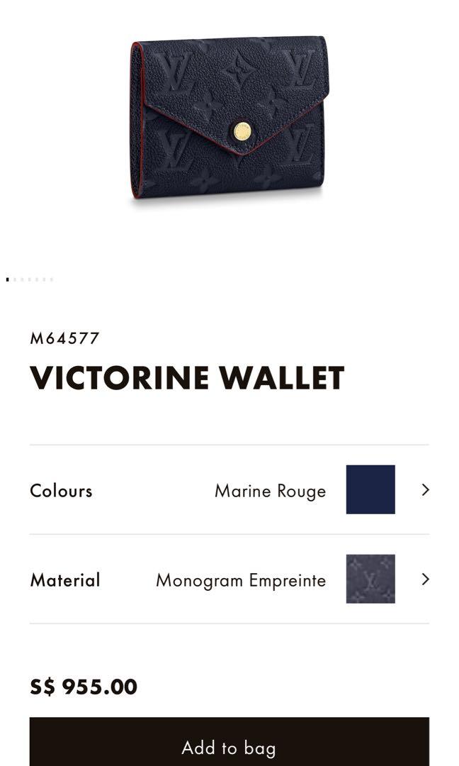 LOUIS VUITTON Louis Vuitton Tri-Fold Wallet Monogram Amplant LV Initial A.K  Included Portofeuil Victorine M64577 Navy Marine Rouge Red Women's Men's  Leather