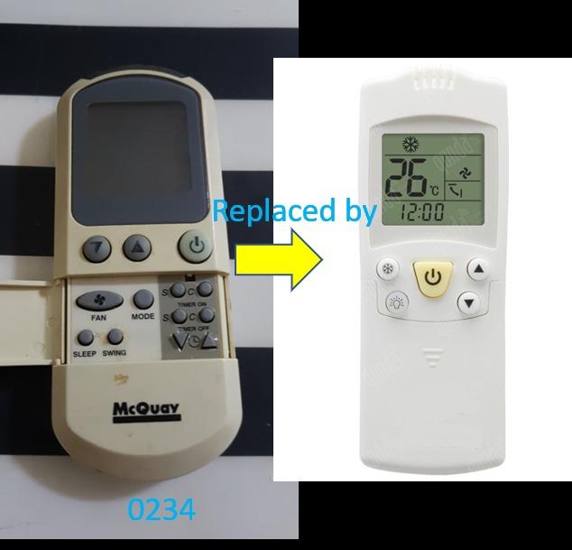 McQuay Aircon Remote Control replacement 0234, TV & Home Appliances, Air Conditioners & Heating