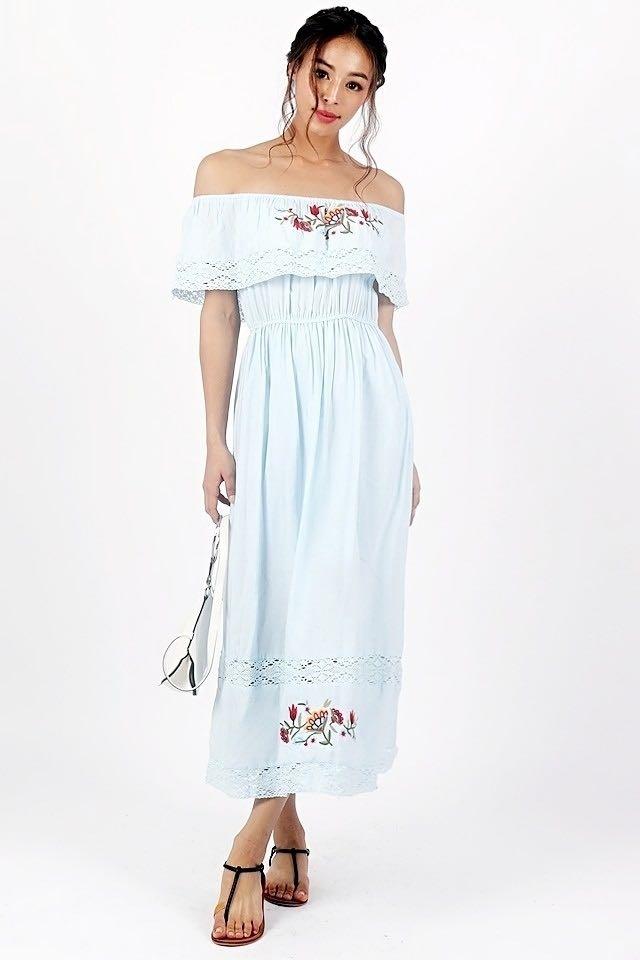 falmer embroidered midi dress