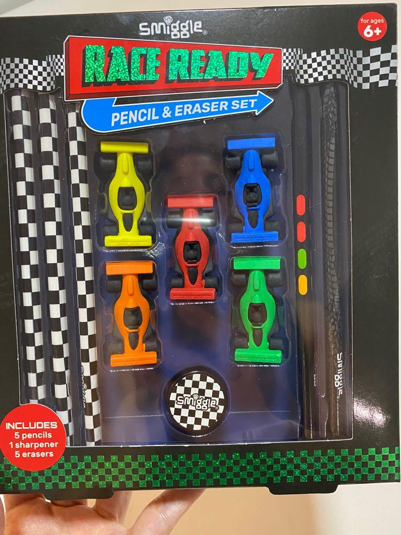 Smiggle Race Ready Pencil & Eraser Set, Hobbies & Toys, Stationery