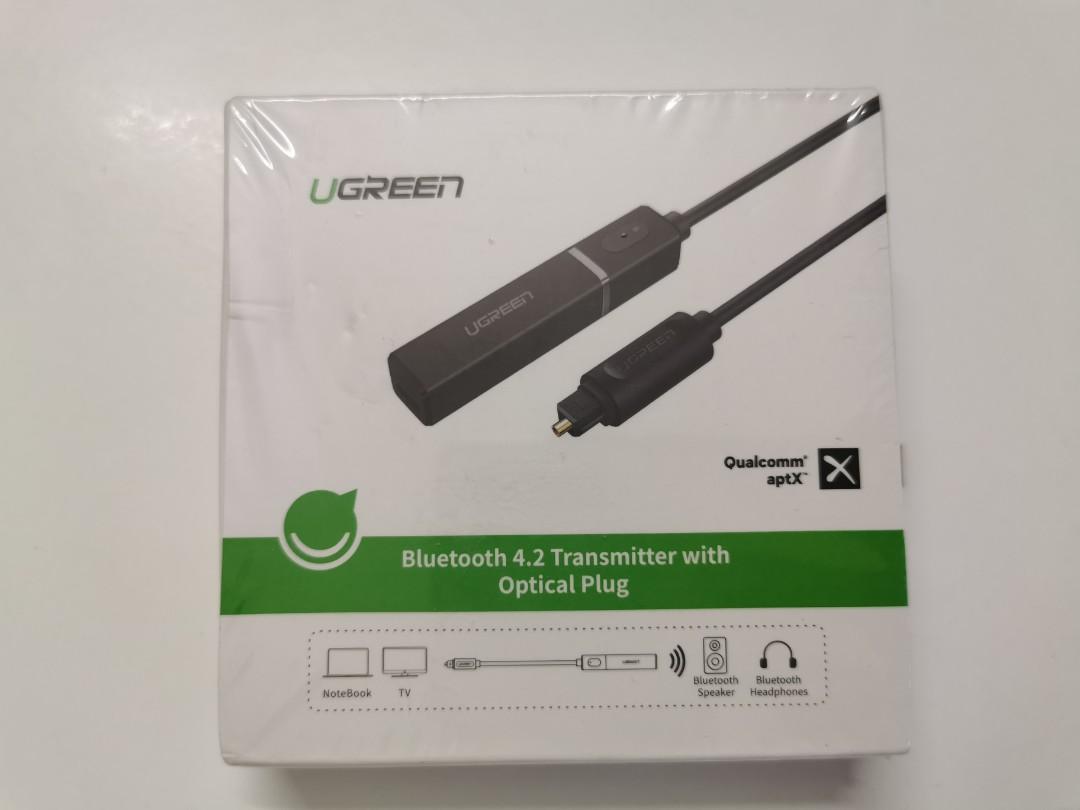 UGREEN Bluetooth 4.2 Transmitter Wireless Audio Adapter Dual Link aptX Low  Latency USB Powered with Digital Optical Toslink for TV, PC, Pairing 2  Bluetooth Headphones Speaker 