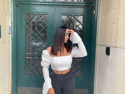 Miss Lola White Puff Sleeve Detailing Cropped Blouse