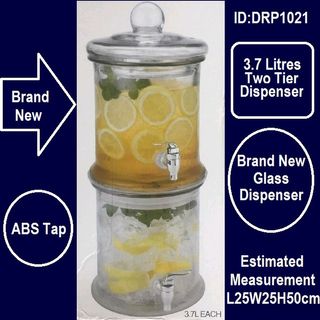 Glass Drink Dispenser With Stainless Steel Tap 3.7l - 100% Leak