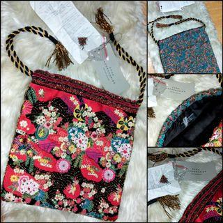 Zara Beaded Embroidered Embellished Drawstring Tassel Bag...❤️❤️❤️