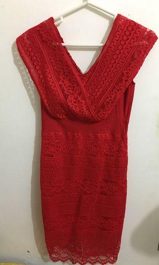 Red Lace Pretty Dress / dress cantik #promodressaja