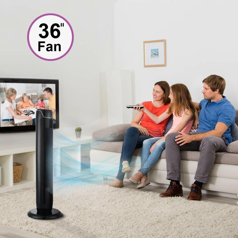 ANSIO Tower Fan 36-inch with Remote For Home and Office, 7 Hour Timer, 3  Speed Oscillating Fan, Furniture u0026 Home Living, Lighting u0026 Fans, Fans on  Carousell