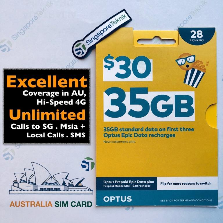 Australia Mobile Prepaid eSIM and SIM Card FREE CALL SMS HUGE DATA