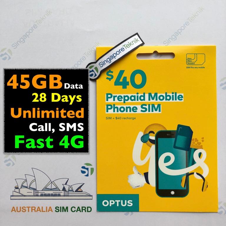 Australia Mobile Prepaid SIM Card Data 4G Call SMS Telstra Optus