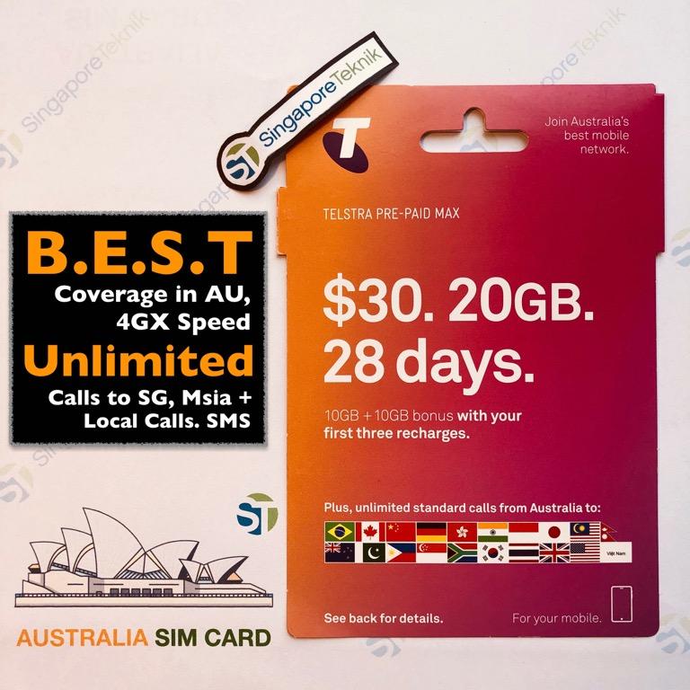 Australia Mobile Prepaid SIM Card Data 4G Call SMS Telstra Optus