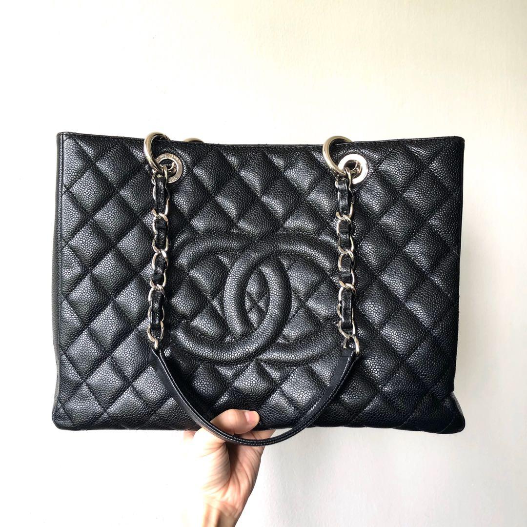 chanel gst black caviar silver hardware