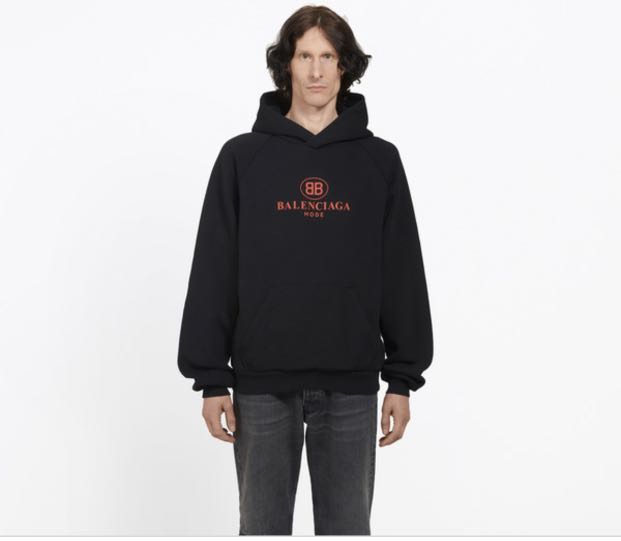 BALENCIAGA BB HOODIE BLACK Men s Fashion Tops Sets Hoodies