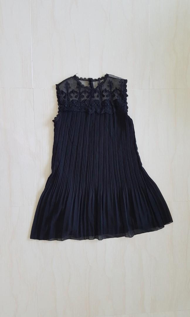 Brand new black sheer lace chiffon pleated dress XL Lydia not Dorothy Perkins MDS playdress editor s market love bonito Fayth asos Women s Fashion Tops Sleeveless on Carousell