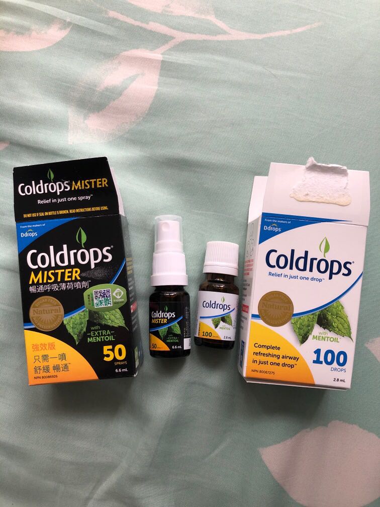 全新Coldrops暢通呼吸薄荷噴劑(黑)+滴劑(白), 美容＆個人護理, 健康及