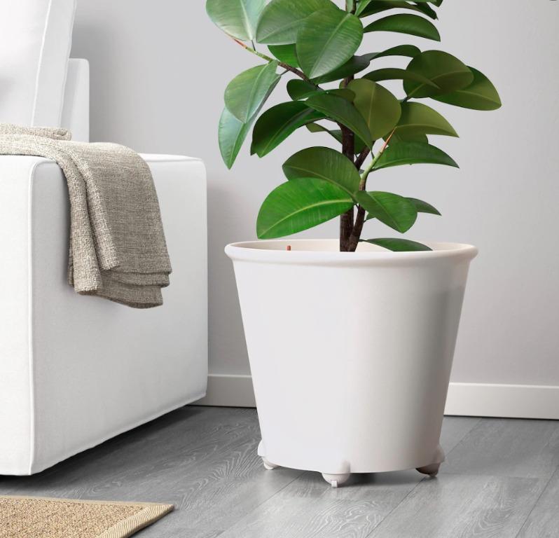 ikea ps white large plant pot with wheels self watering furniture home living gardening pots planters on carousell